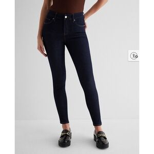 Express Mid Rise Flexx Skinny Jeans Rinse Dark Wash Sz L Long (12,14,16)
